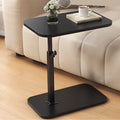 Height Adjustable C-Shape Side Table With Wood Surface And Metal Frame