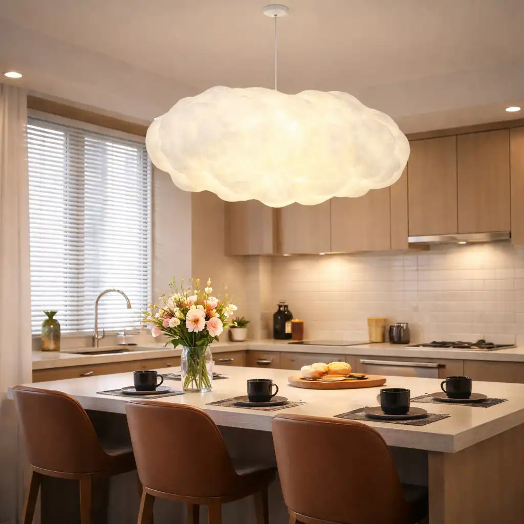 Contemporary Pendant Light With Cloudlike Silhouette For Dining Rooms And Modern Kitchen Areas