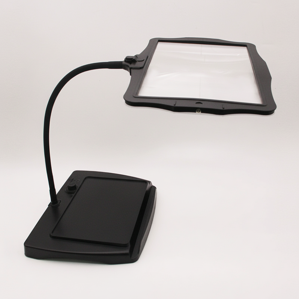Rechargeable Black LED Magnification Lamp With 3x Magnification Hands-Free Reading Light