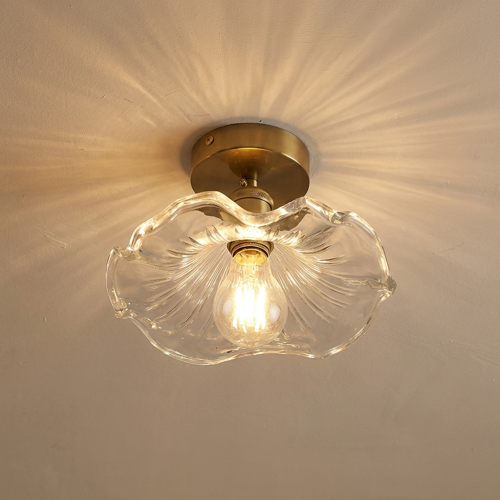 Art Deco Inspired Glass Fixture With Scalloped Edge Ceiling Or Pendant Light For Hallways And Living Areas