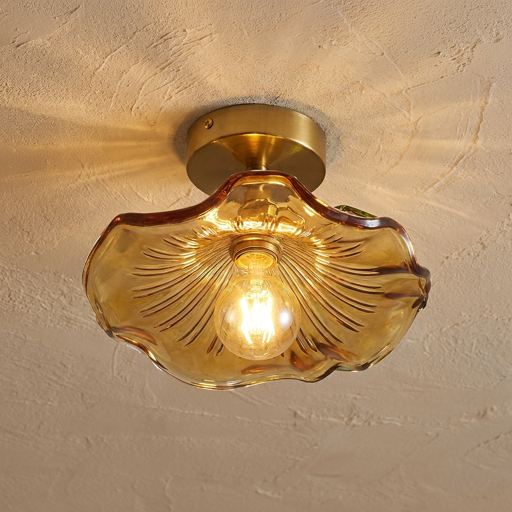 Art Deco Inspired Glass Fixture With Scalloped Edge Ceiling Or Pendant Light For Hallways And Living Areas