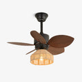 Tropical Ceiling Fan With Lighting, Rattan Finish, Diameter 76 Cm, Adjustable Speeds
