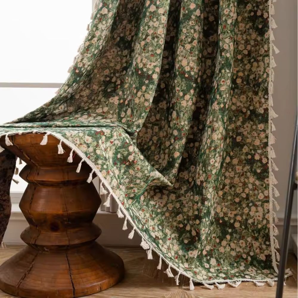 Microfiber Curtain With Vintage Floral French Style