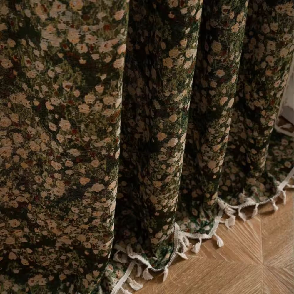 Microfiber Curtain With Vintage Floral French Style