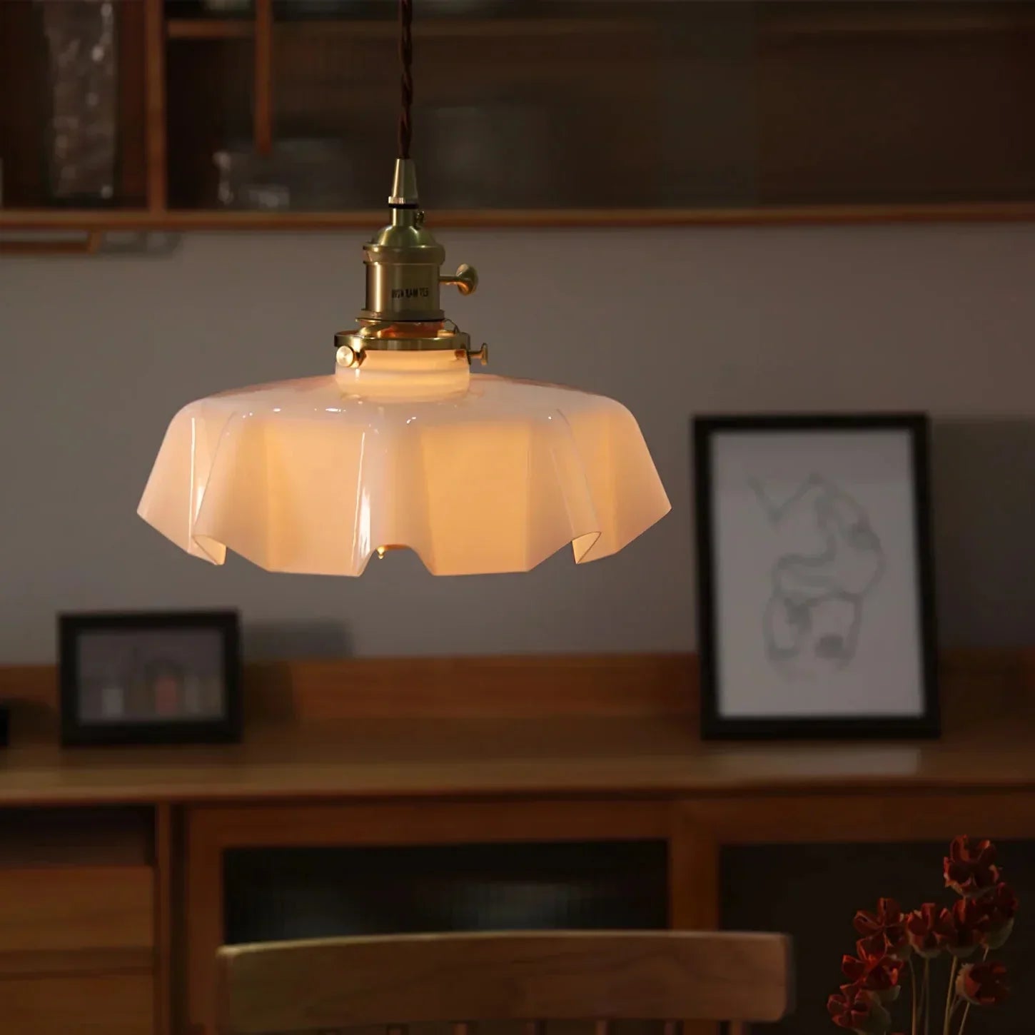 Art Deco Glass Pendant Light With Draped Glass Shade For Elegant Hallway And Living Room Decor