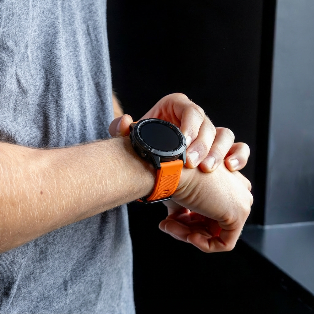Náhradní oranžový silikonový řemínek k hodinkám Garmin Fenix 7