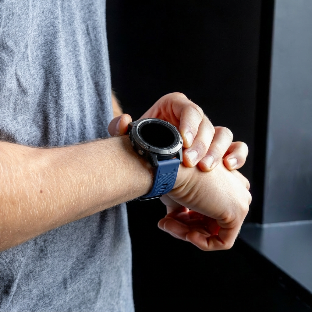 Bracelet en silicone bleu foncé pour Garmin Fenix 5 Plus et 6 Pro