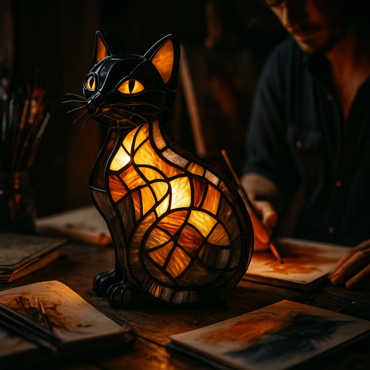 Lampka nocna dla kota NovaPurr — delikatne światło LED, charakterystyczny, zabawny design