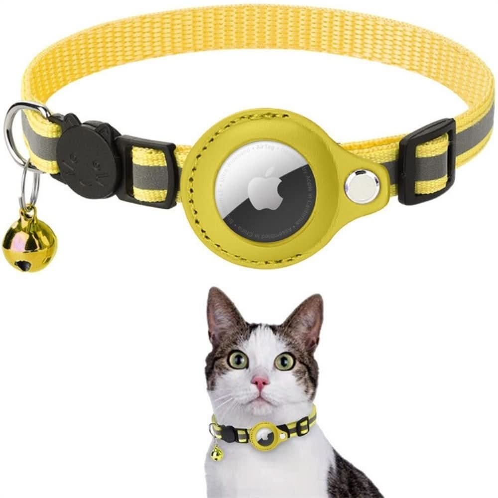 Collar rastreador GPS para gatos WhiskGuard — detalles reflectantes y hebilla de liberación rápida