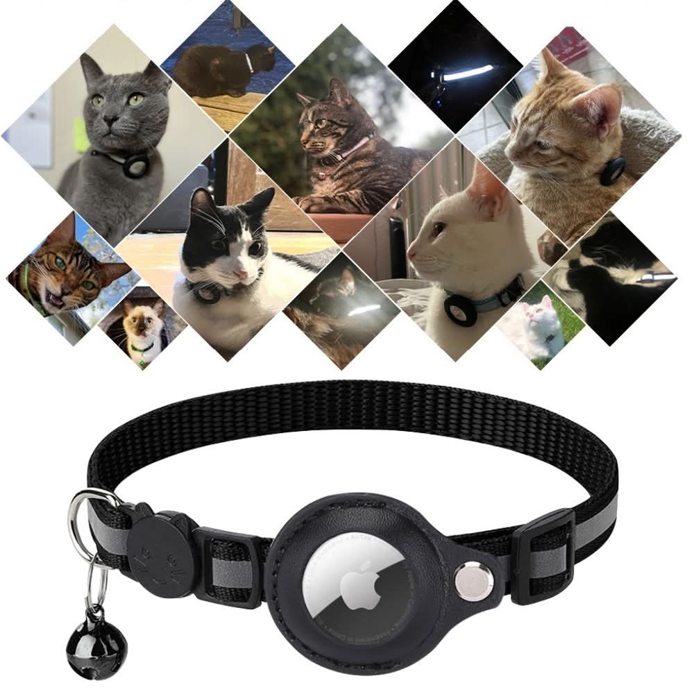 Collar rastreador GPS para gatos WhiskGuard — detalles reflectantes y hebilla de liberación rápida