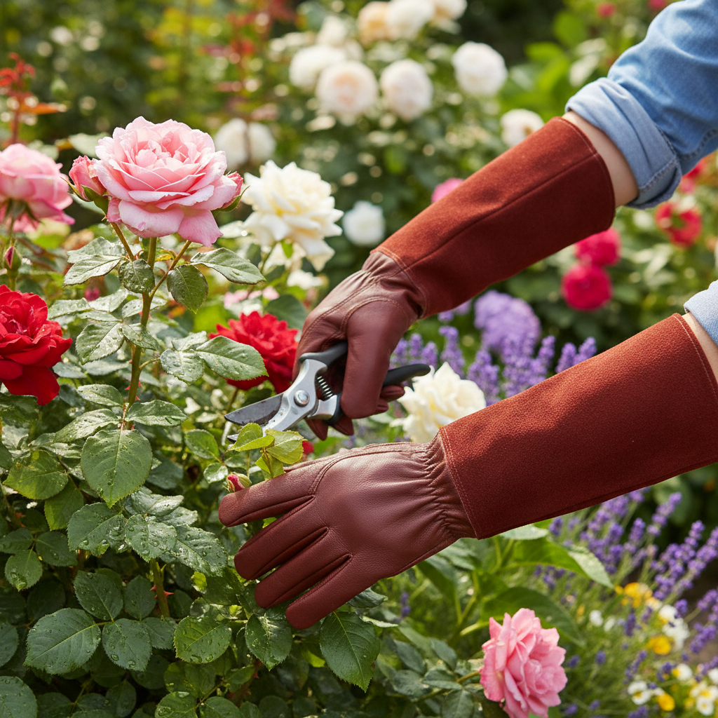 Guantes de jardinería resistentes TerraGuard — Banda elástica en la muñeca, pulgares y dedos con doble costura