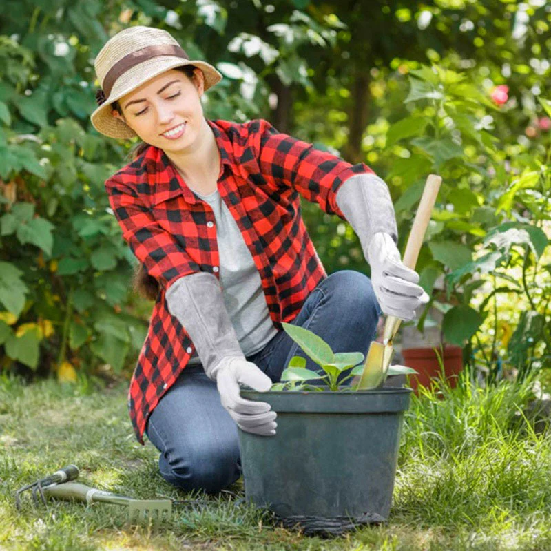 Guantes de jardinería resistentes TerraGuard — Banda elástica en la muñeca, pulgares y dedos con doble costura