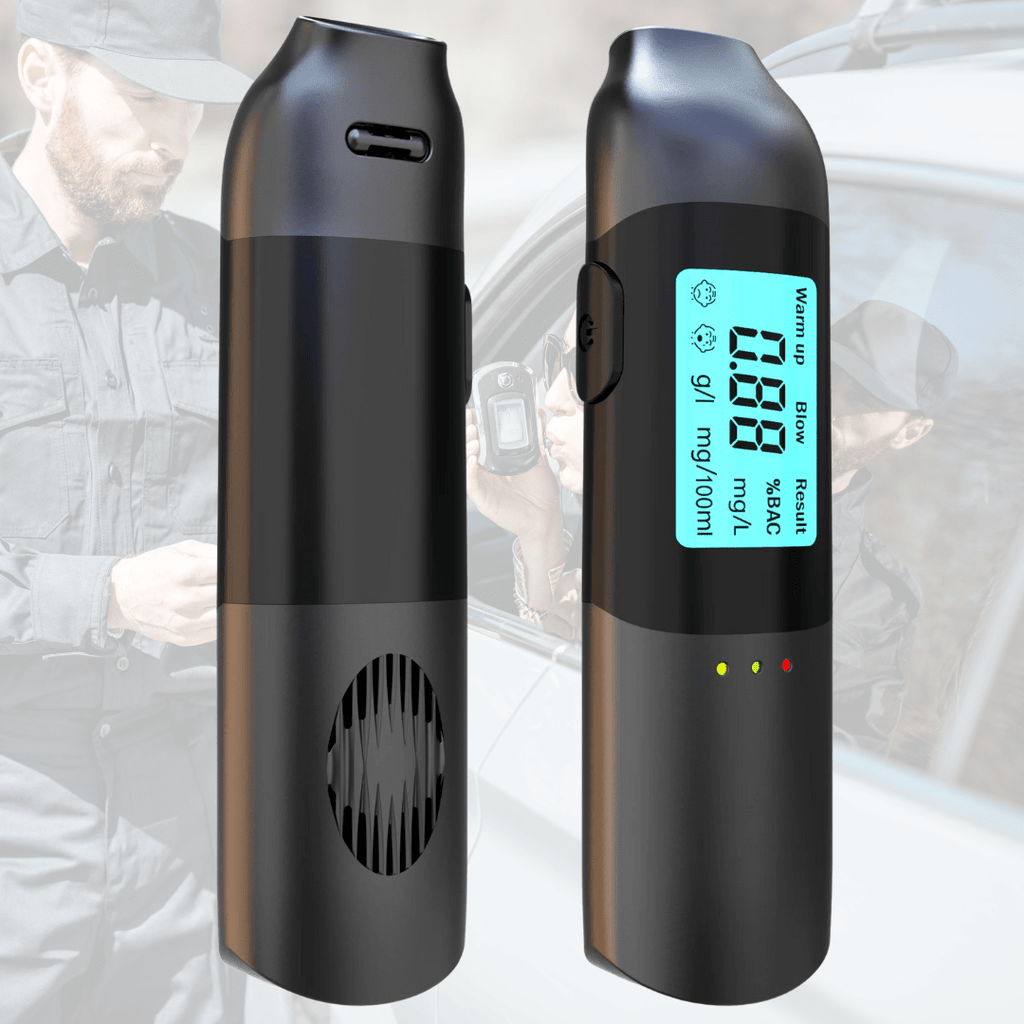 Analisador portátil de alcoolemia SwiftBreath — pronto para carregamento por USB, leituras em três segundos