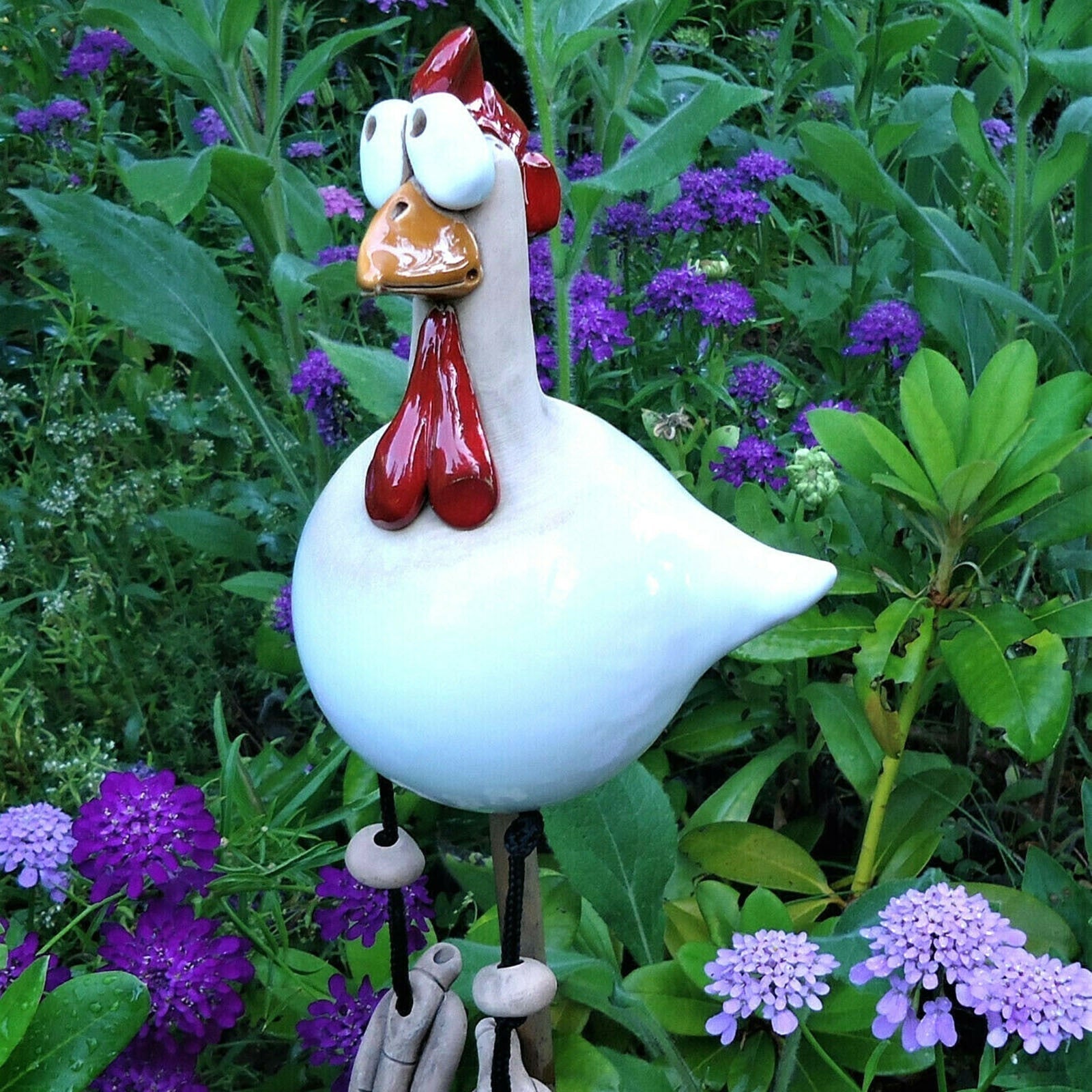 Colorful Garden Hen Statues Set For Lawn Terrace And Balcony Outdoor Decor
