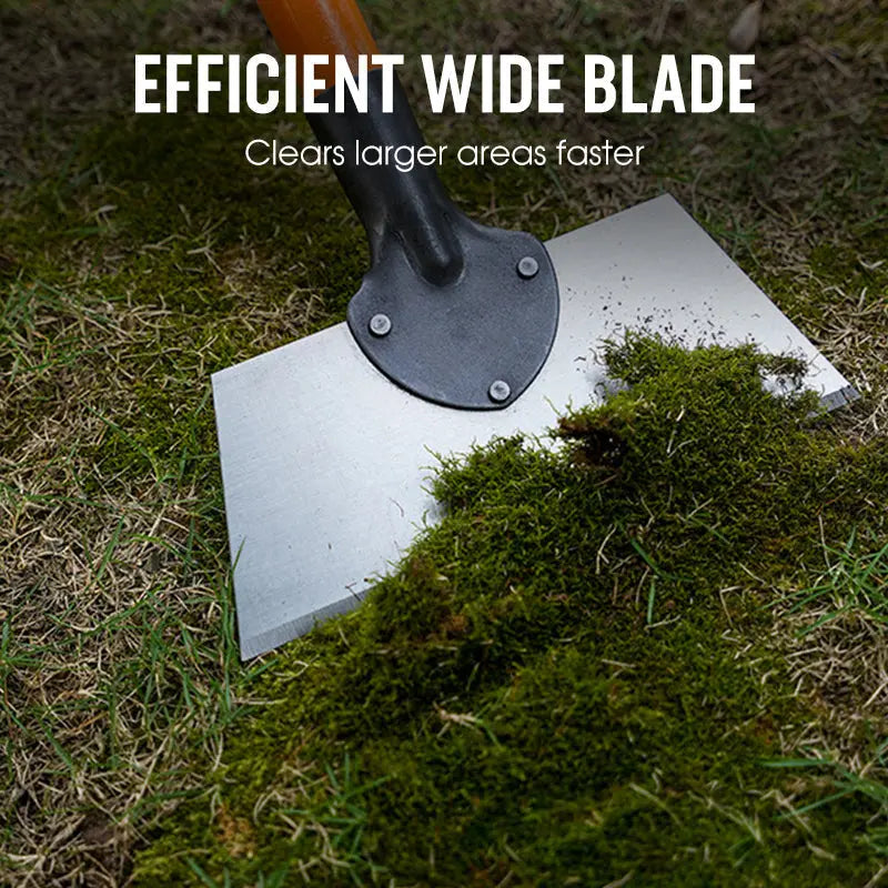Garden Hoe With Wide Flat Blade And Wooden Handle For Weeds Moss And Algae
