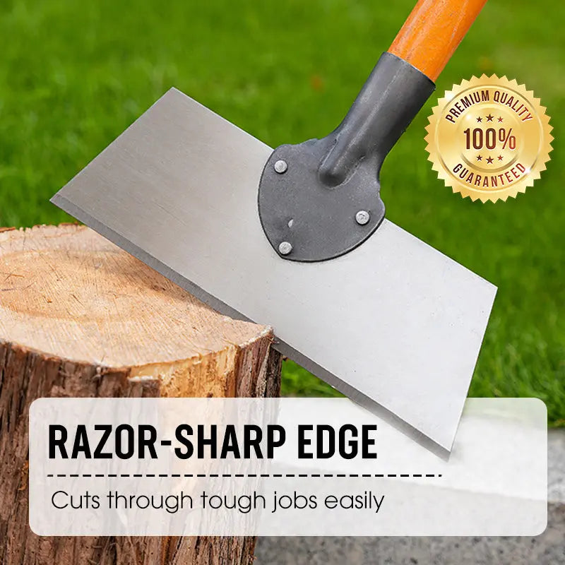 Garden Hoe With Wide Flat Blade And Wooden Handle For Weeds Moss And Algae