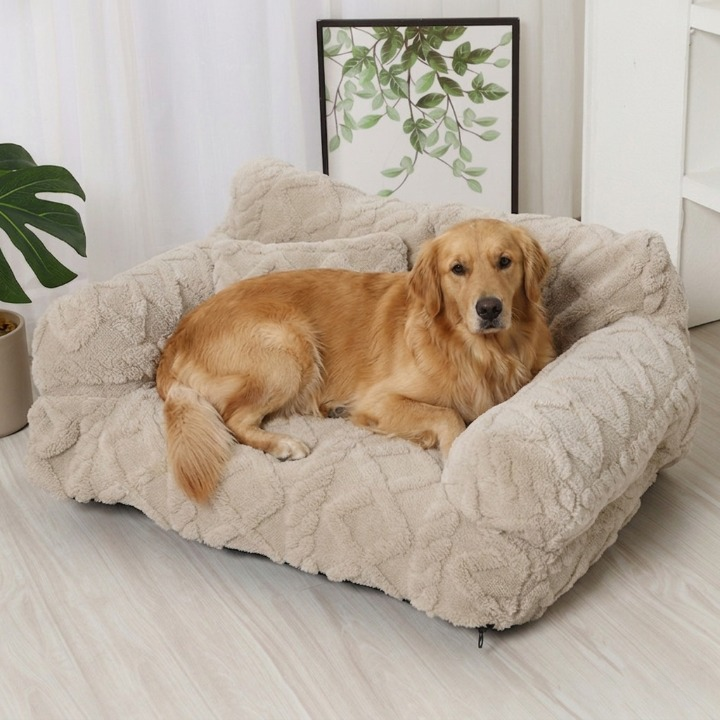 Plüsch Hundebett mit erhöhtem Rand – Beruhigendes Kuschelsofa Zorenza