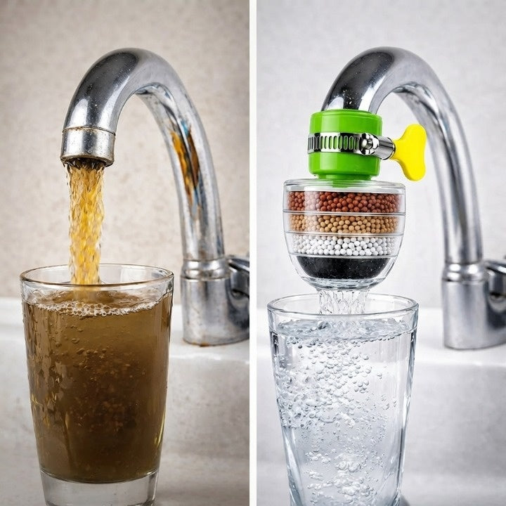 2-Pack Faucet Water Filters — 5-Layer Activated Carbon Filtration