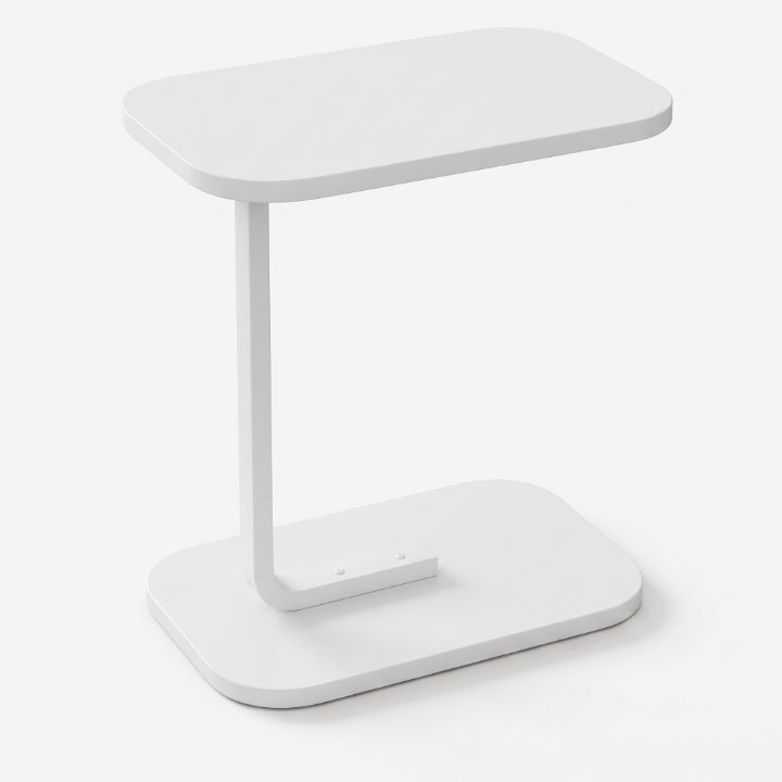 Măsuță laterală în formă de C, din lemn și metal — Intră sub canapea sau pat, 45 × 28 cm, înălțime de 60 cm