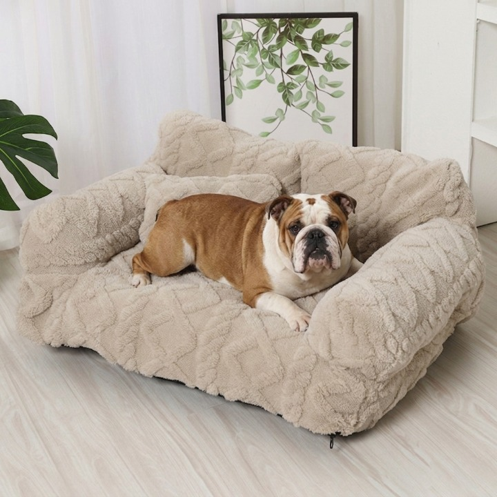 Plüsch Hundebett mit erhöhtem Rand – Beruhigendes Kuschelsofa Zorenza
