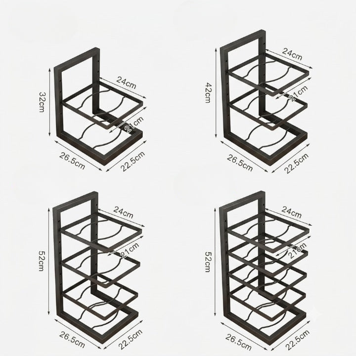 Adjustable-Height Freestanding Pot and Pan Rack — Tiered Kitchen Organizer