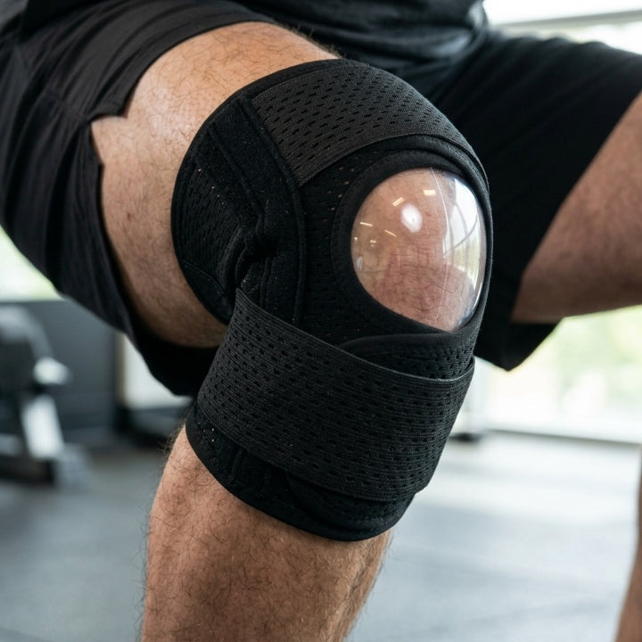 Nastavitelná kolenní ortéza s flexibilními bočními výztuhami, ochranným krytem, prodyšný design, M-3XL