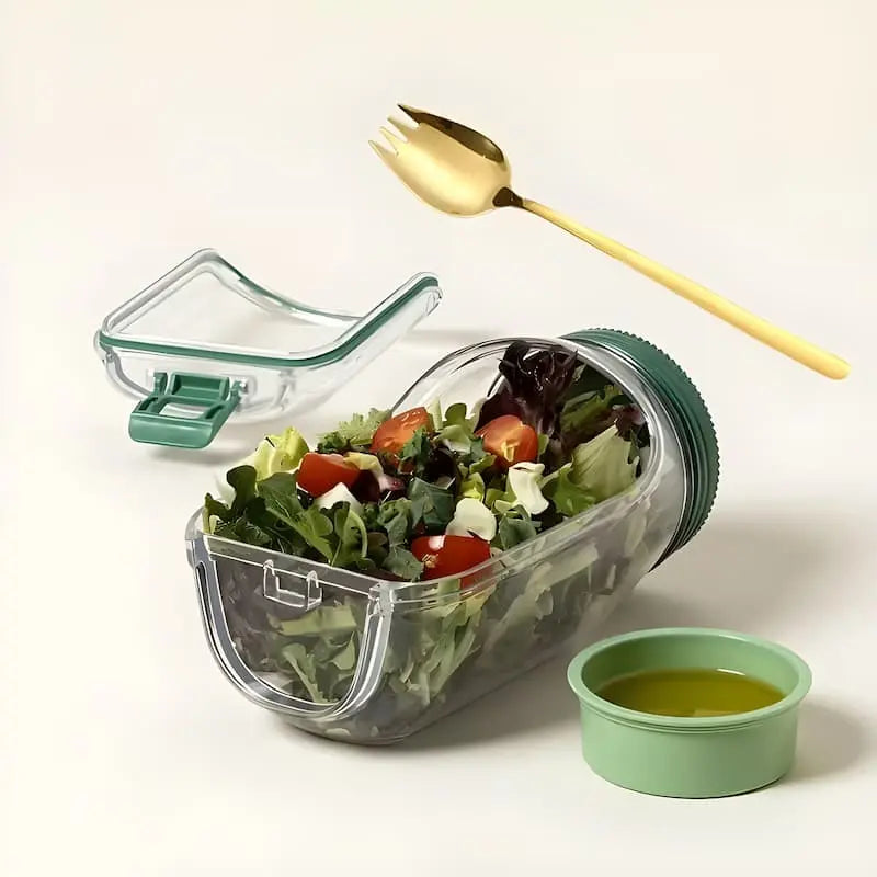 Contenitore in vetro per insalata con coperchio a vite — apertura ampia, per conservare i pasti preparati mantenendoli freschi