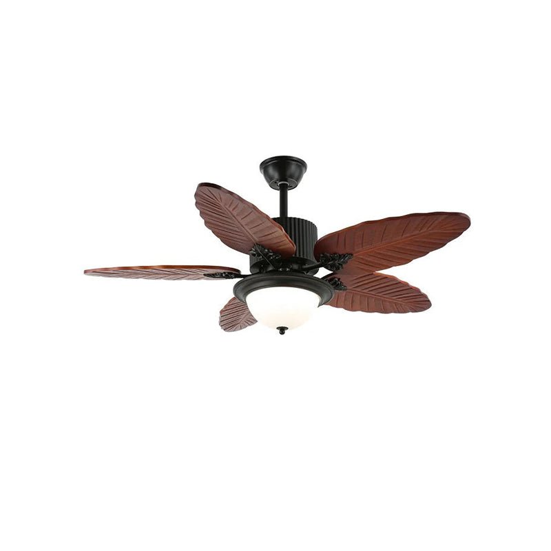 Ceiling Fan In Tropical Style With Light And Remote Control Glass Shade