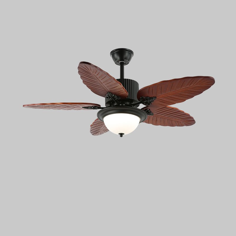 Ceiling Fan In Tropical Style With Light And Remote Control Glass Shade