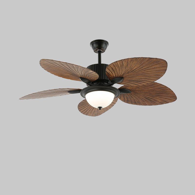 Tropical Wooden Ceiling Fan With Lighting And Six Speeds Remote Control