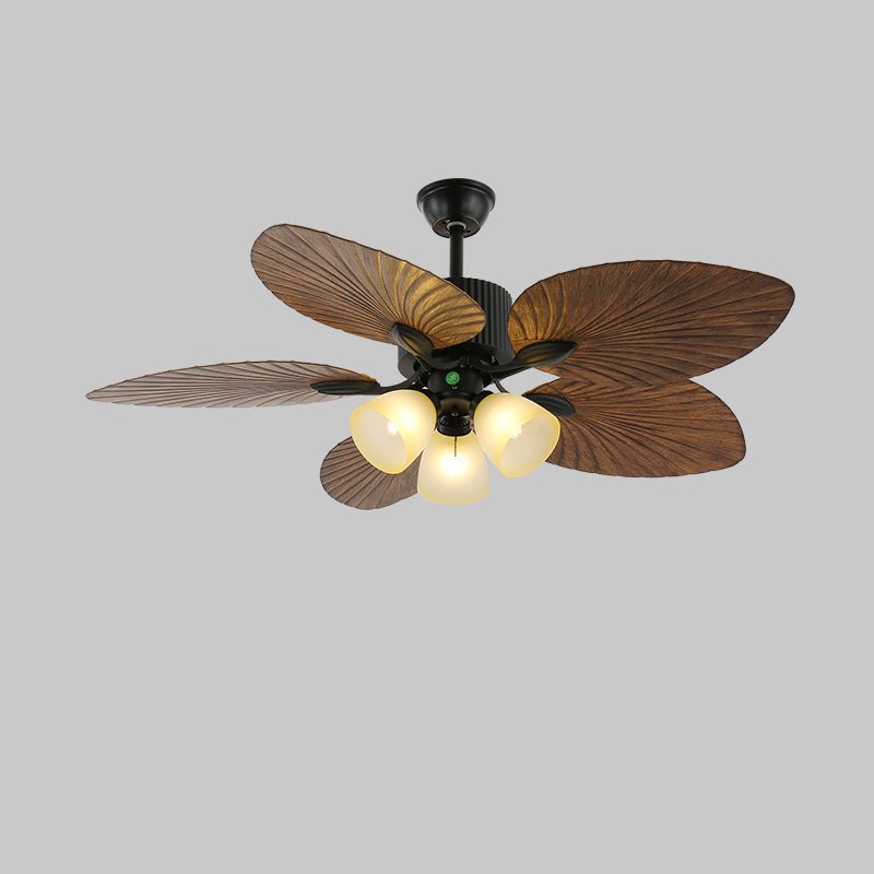 Tropical Wooden Ceiling Fan With Lighting And Six Speeds Remote Control