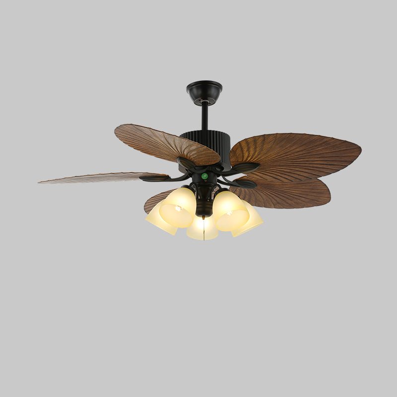Tropical Wooden Ceiling Fan With Lighting And Six Speeds Remote Control
