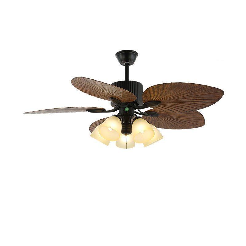 Tropical Wooden Ceiling Fan With Lighting And Six Speeds Remote Control