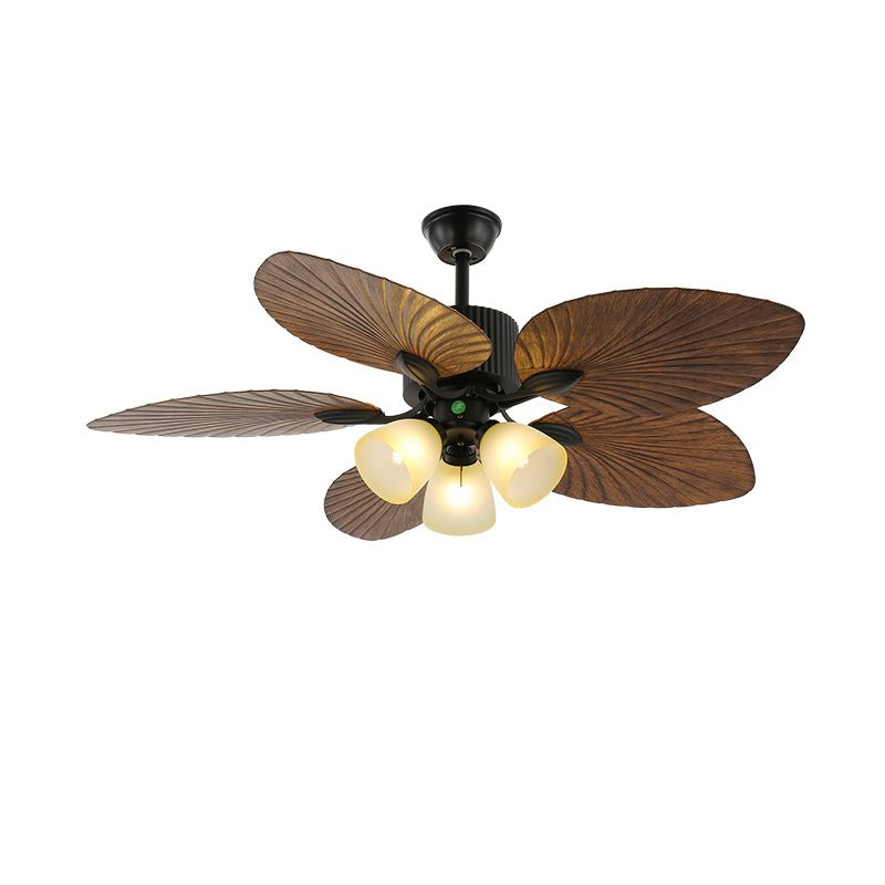 Tropical Wooden Ceiling Fan With Lighting And Six Speeds Remote Control