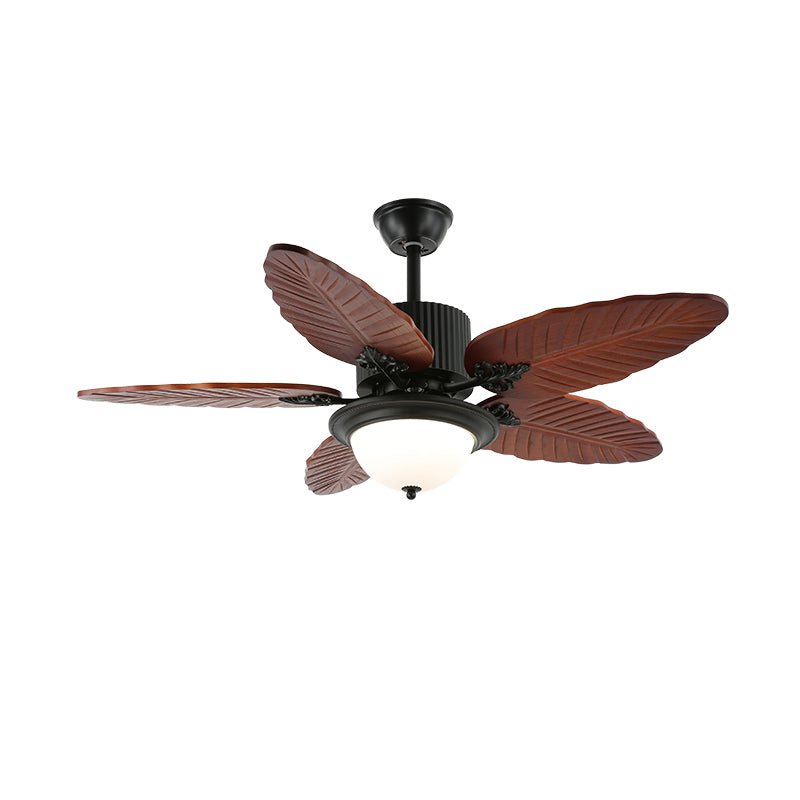 Ceiling Fan In Tropical Style With Light And Remote Control Glass Shade