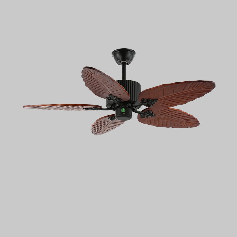 Ceiling Fan In Tropical Style With Light And Remote Control Glass Shade
