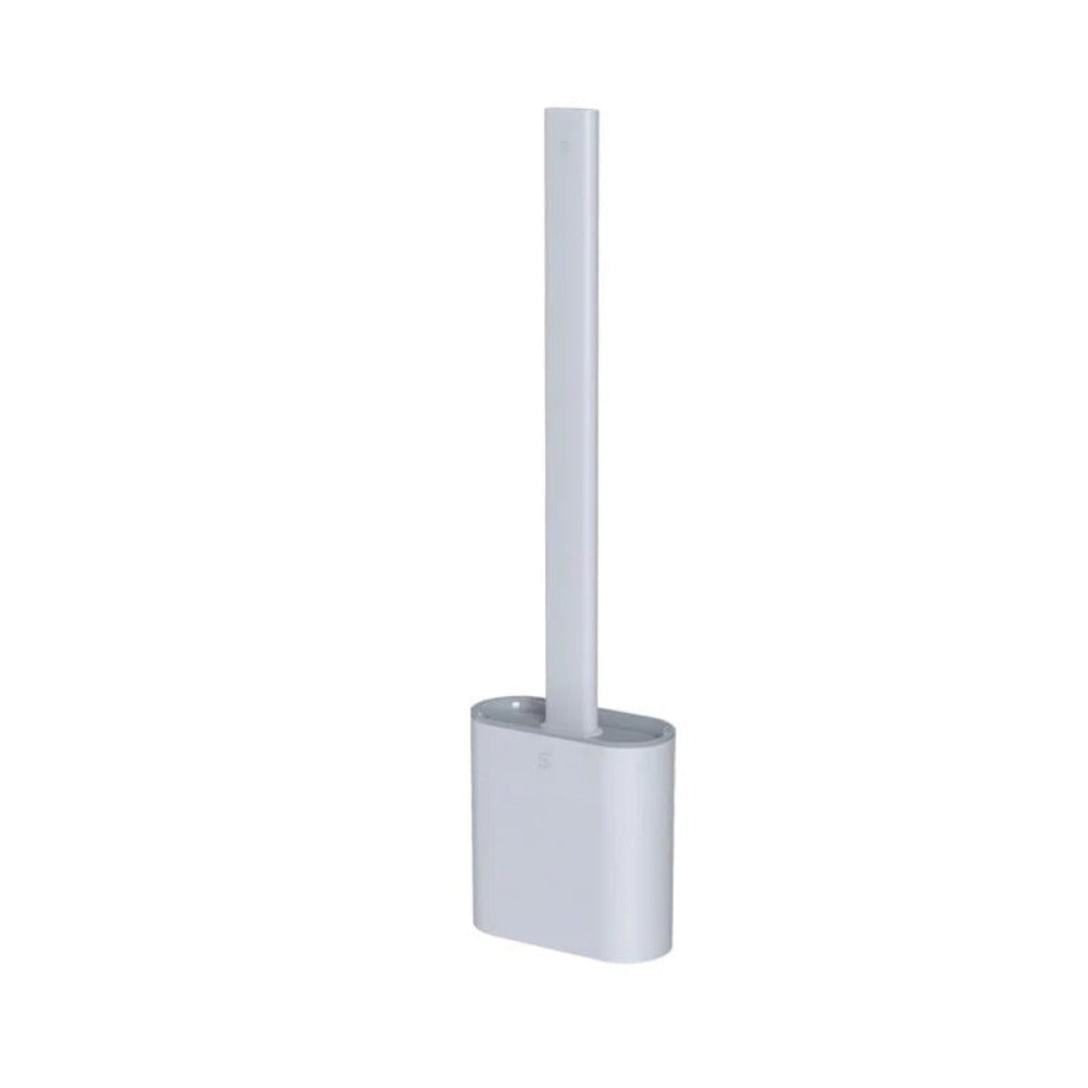 Silicone Flexible Wall-Mount Toilet Brush With Holder, Hygienic No-Drill Cleaning