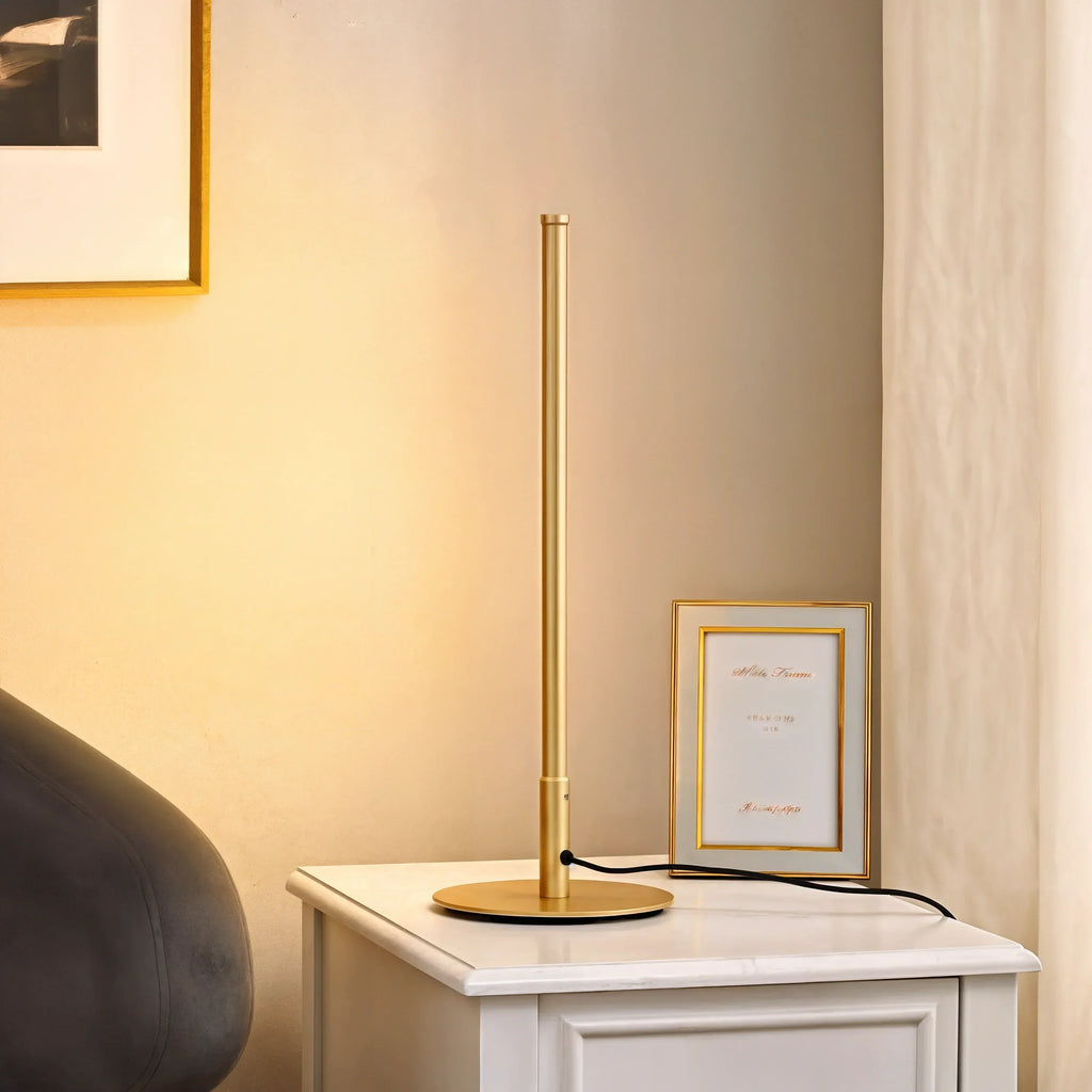 Table Lamp With LED In Golden Finish For Living Rooms Bedrooms And Desks General Use