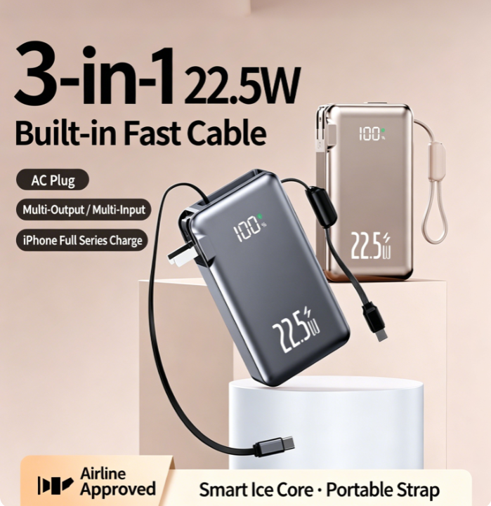 Portable Power Bank Charger — Fast Charging, LCD Display, iPhone Android Samsung Compatible