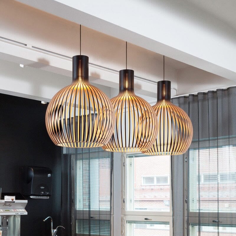 Nordhaven Rustic Light Pendant In Wooden Cage Ceiling Fixture With Adjustable Cord