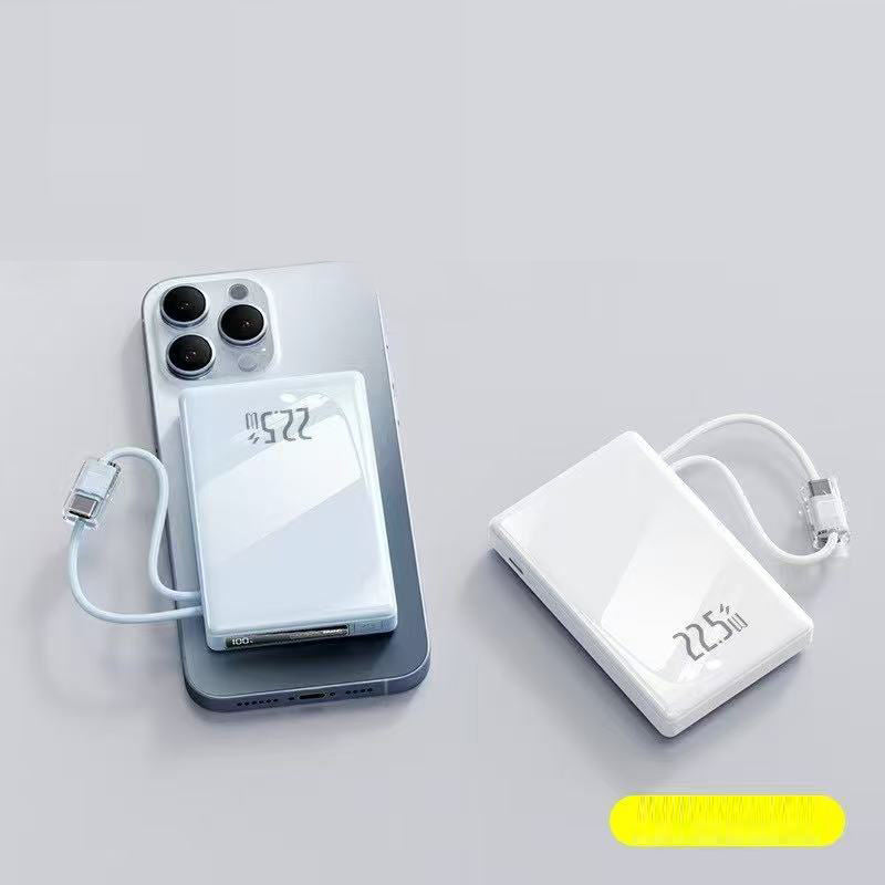 Slim Compact Power Bank — Built-In Cables and Fast Charging Capability