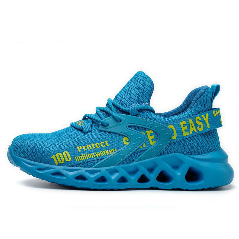 Breathable Flyknit Work Shoes With Steel Toe And Kevlar Sole