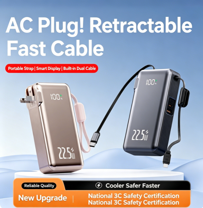 Portable Power Bank Charger — Fast Charging, LCD Display, iPhone Android Samsung Compatible