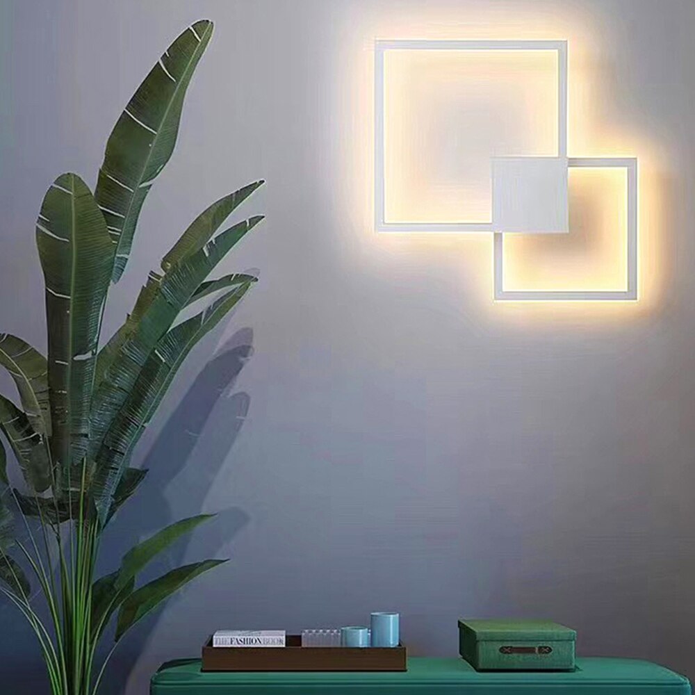 LumaNova Square Light LED Wall Fixture Black And White Finish Indoor Living Room Decor