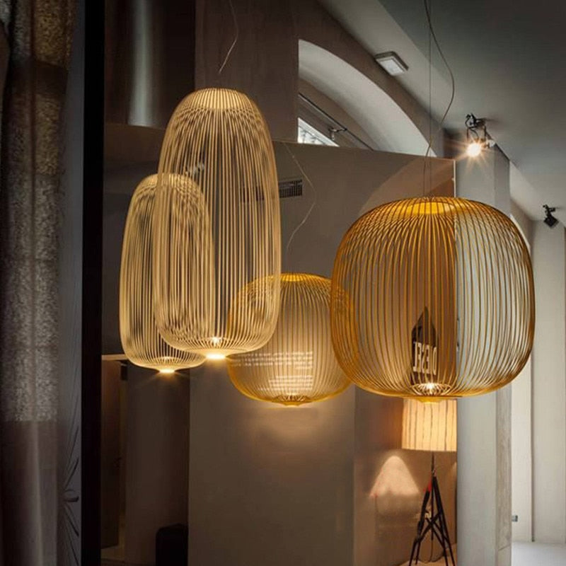 Spokes Motif Pendant Light For Modern Interiors, Diameter Of 35 Cm, Height Of 135 Cm, Ideal For Dining Rooms