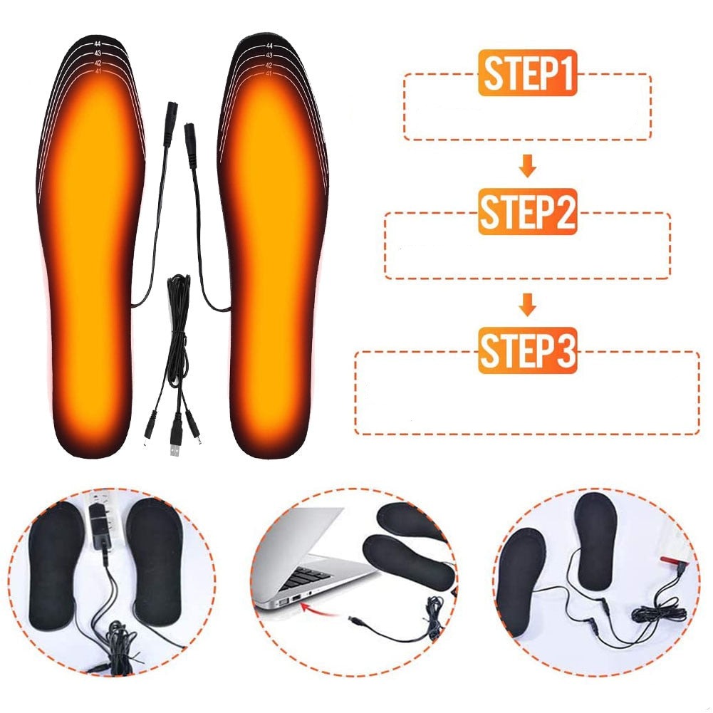 Rechargeable Heated Insoles With USB Power And Adjustable Temperature For Warm Feet