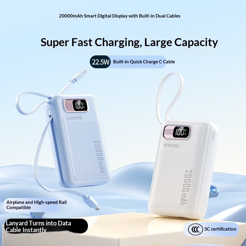 Power Bank — Dual USB Ports, Fast Charging, LCD Display