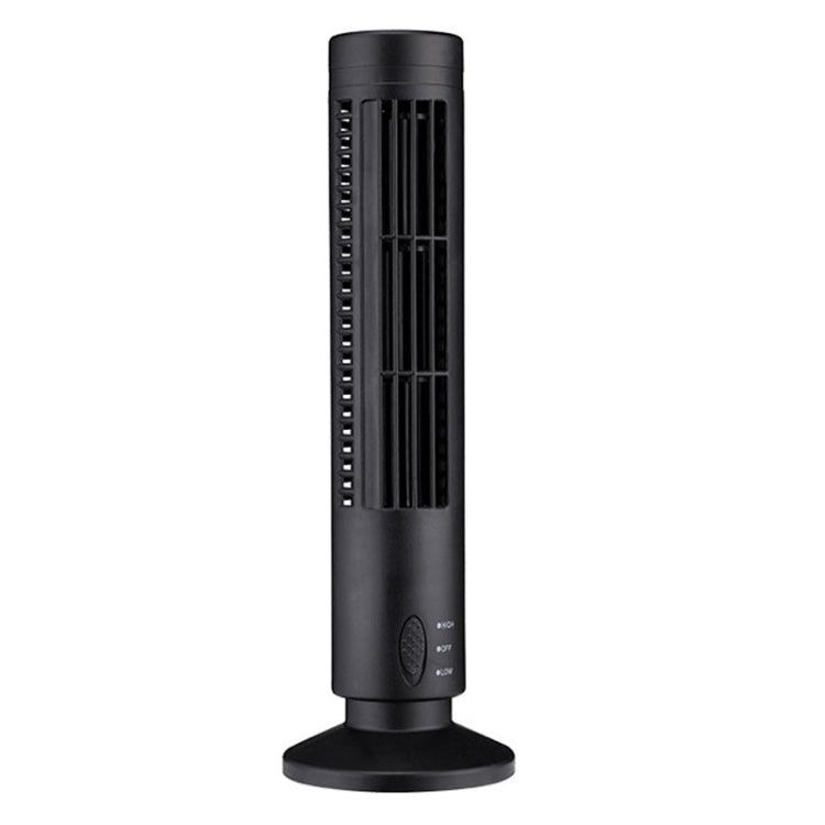Bladeless USB Tower Fan, Black, Compact Desk And Office Cooler, 33 Cm High