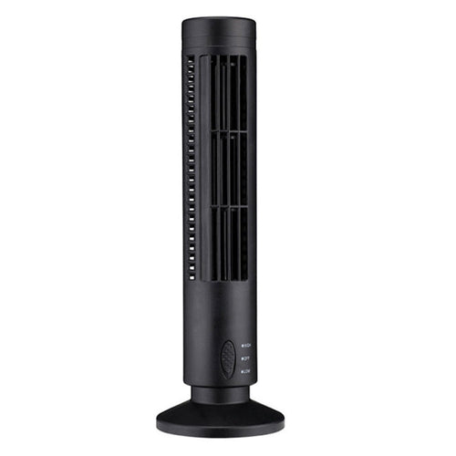 מאוורר מגדל USB ללא להבים, שחור, קומפקטי למשרד ושולחן, גובה 33 ס"מ