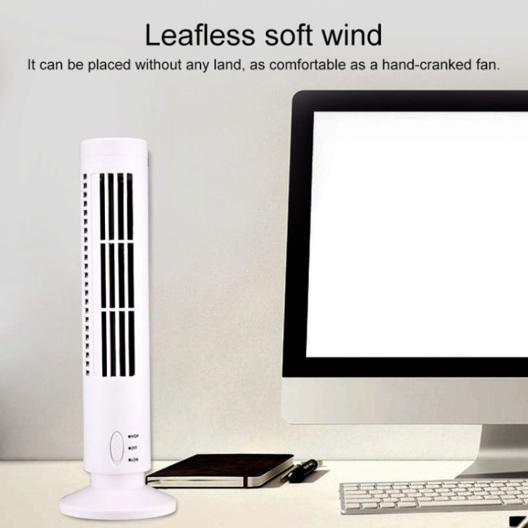 Bladeless USB Tower Fan, Black, Compact Desk And Office Cooler, 33 Cm High